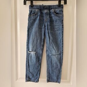 Kid's sz 6 Distressed Denim Jeans Elastic Waistband Ripped Fall School Grunge